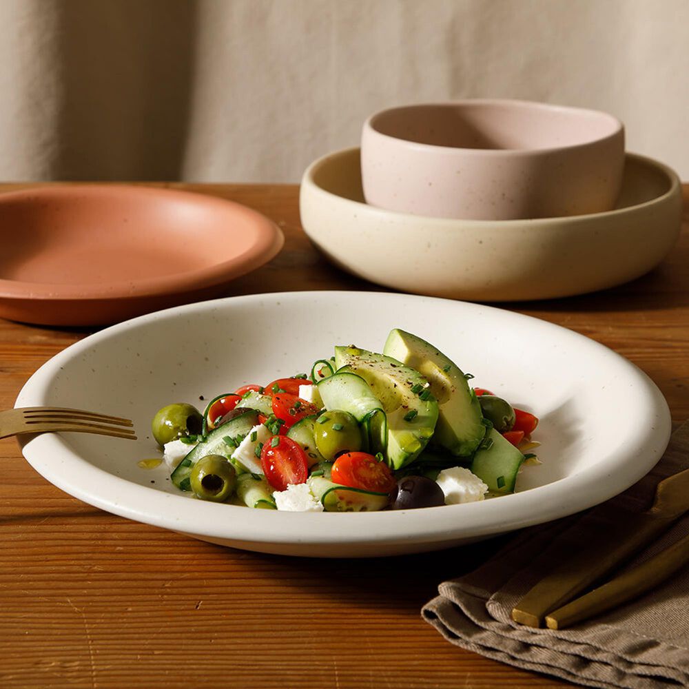 Gibson Home Corsica Clay 16-Piece Double Bowl Stoneware Reactive Glaze Dinnerware Set, , large