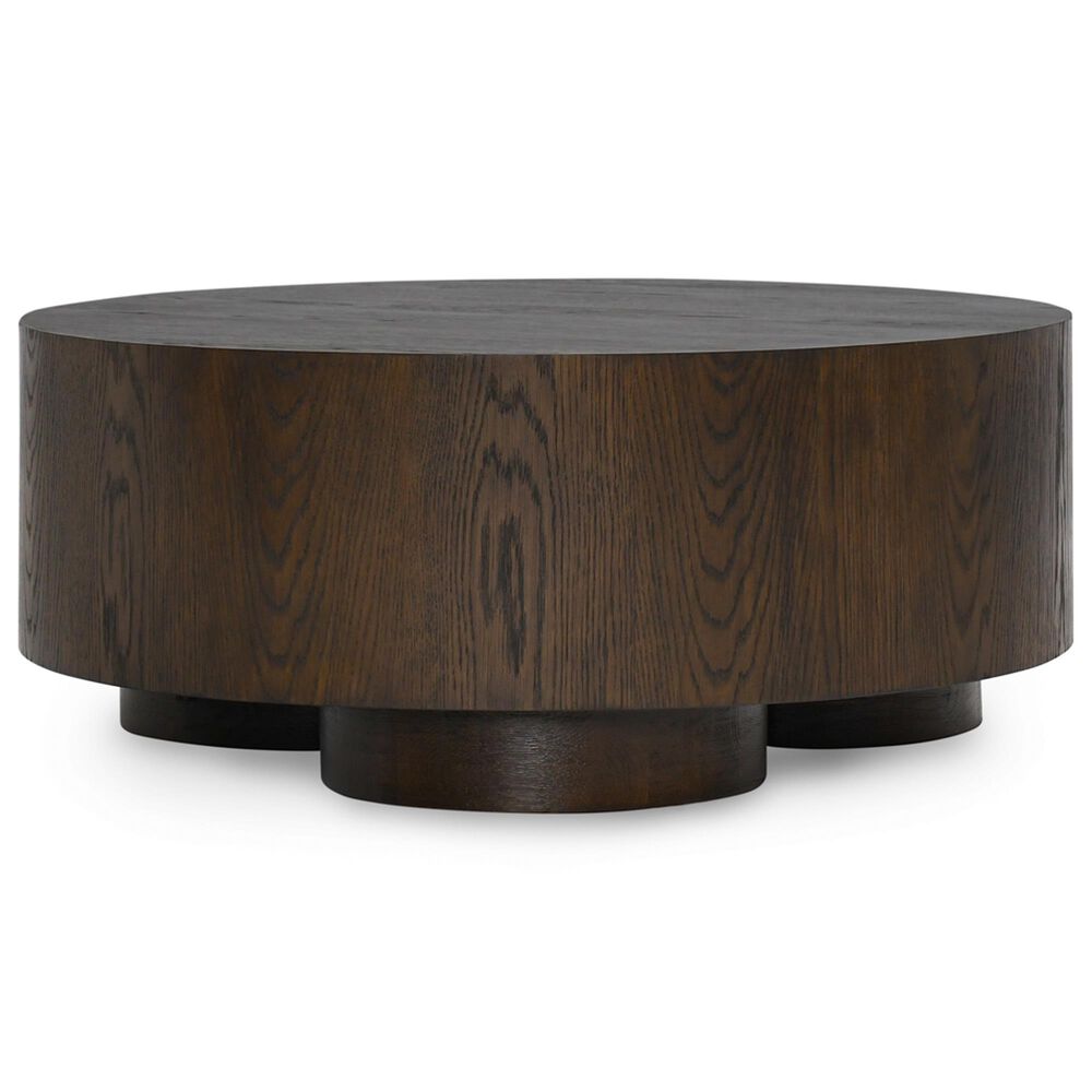 Classic Home Runa Round Coffee Table in Coffee Brown, , large