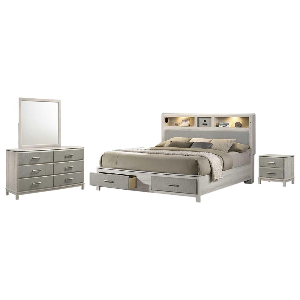 Titanic Furniture Roswell 4-Piece Queen Storage Bedroom Set in Beige, , large