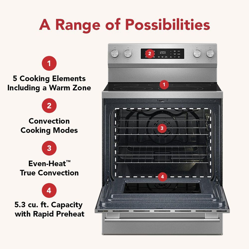 KitchenAid 5.3 Cu. Ft. Smart Freestanding Electric Range in PrintShield Stainless Steel, , large