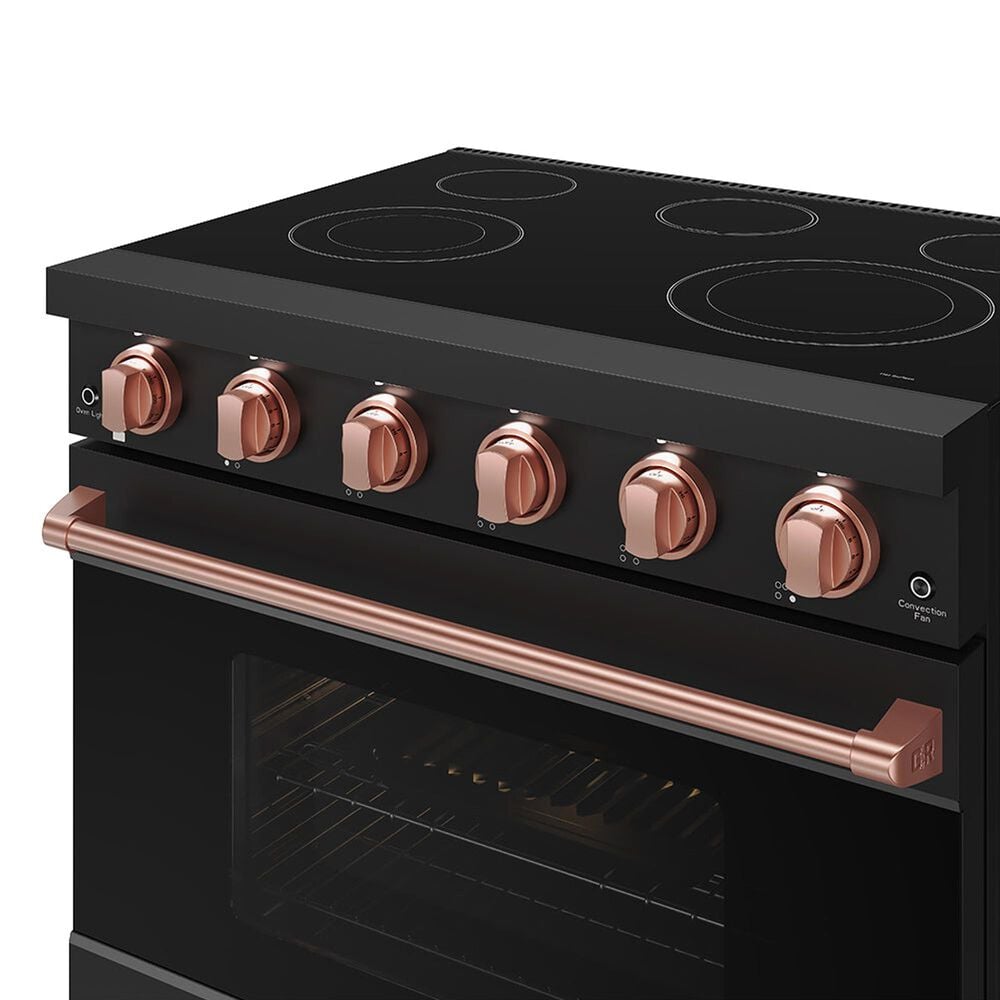 Thor Kitchen Gordon Ramsay 6 Cu. Ft. Professional Freestanding Electric Range with Rose Gold Handle Kit in Black, , large