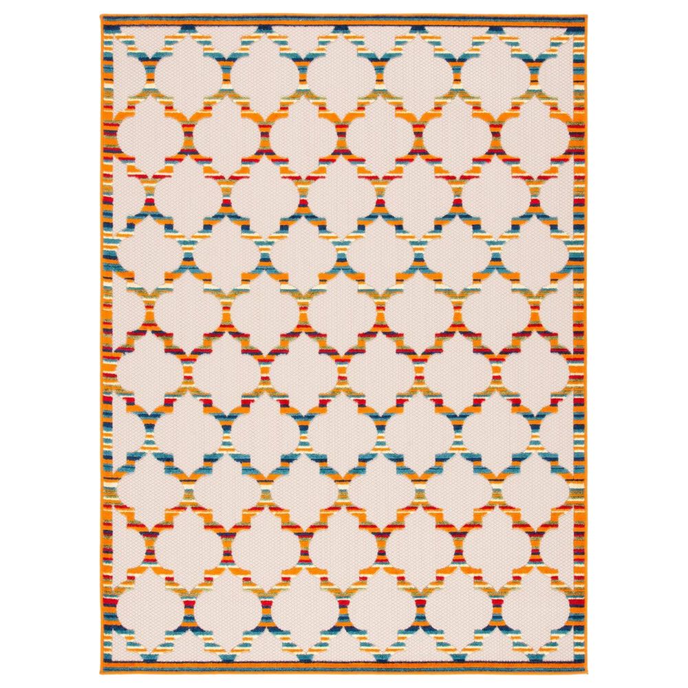Safavieh Cabana CBN333A 5"3" x 7"7" Ivory and Orange Indoor/Outdoor Area Performance Rug, , large