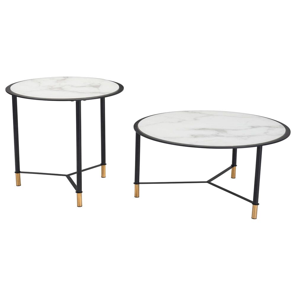 Zuo Modern Davis Coffee Table in Black, White, Black and Gold (Set of 2), , large