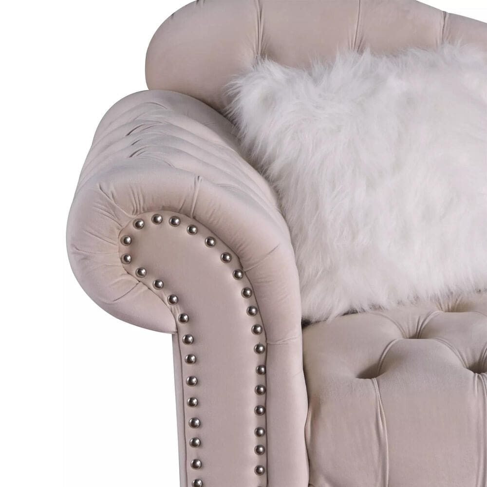 Morden Fort America Stationary Loveseat in Beige Velvet, , large