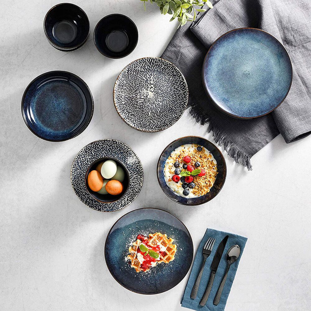 Gibson Home Matisse 16-Piece Stoneware Double Bowl Dinnerware Set in Cobalt, , large
