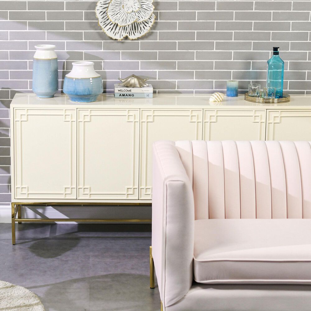 Jennifer Taylor Home Gemini Sideboard in White Lacquer and Gold, , large