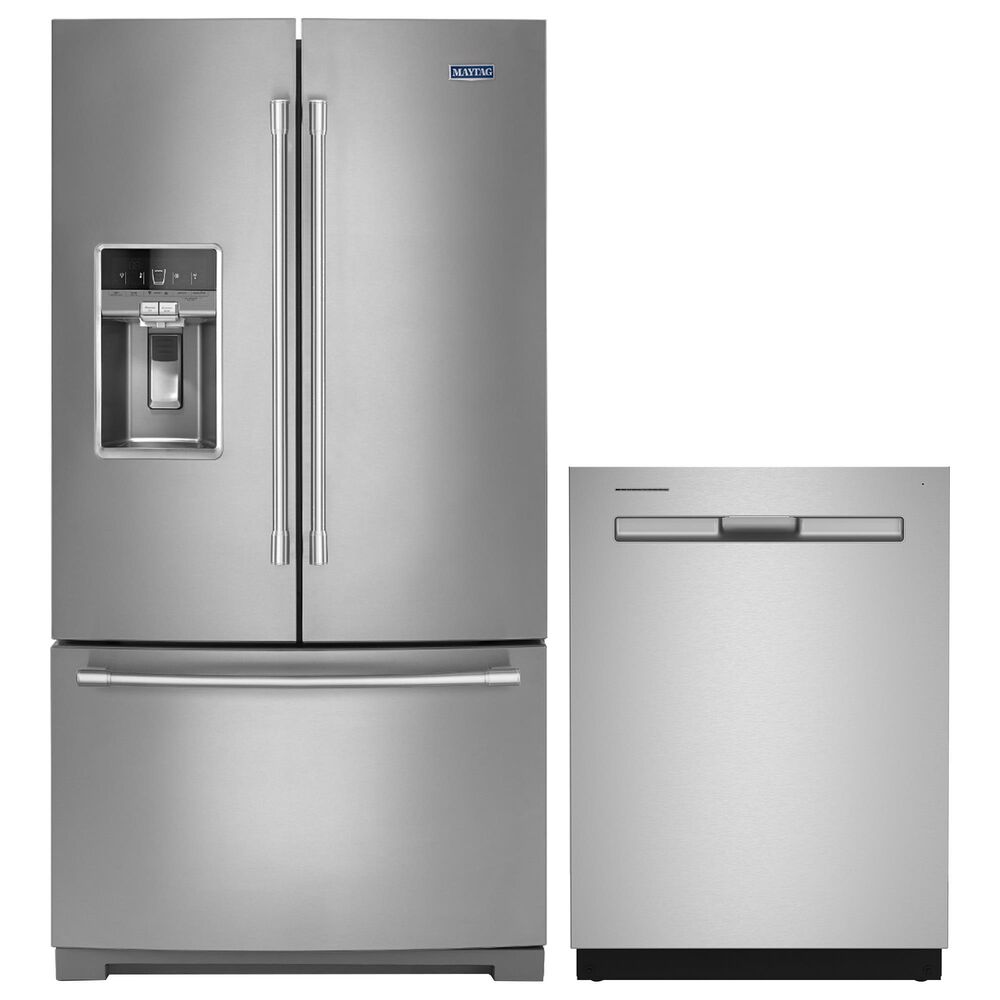 Maytag 2-Piece Kitchen Package with 36" French Door Refrigerator and Dishwasher in Stainless Steel, , large