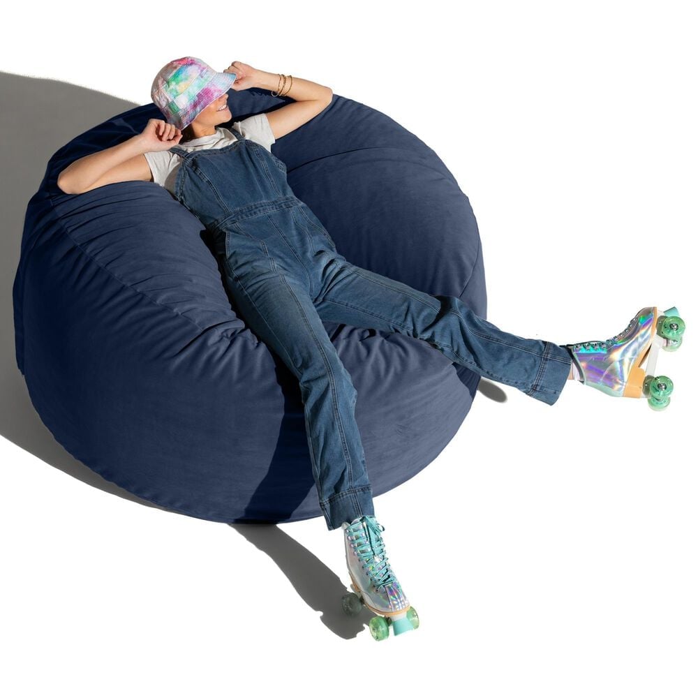 Jaxx Saxx 5&#39; Large Round Bean Bag Chair in Navy Blue, , large