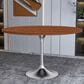 Leisuremod LeisureMod Verve Collection 48 Round Dining Table, Brushed Chrome Base with Cognac Brown MDF Top, , large