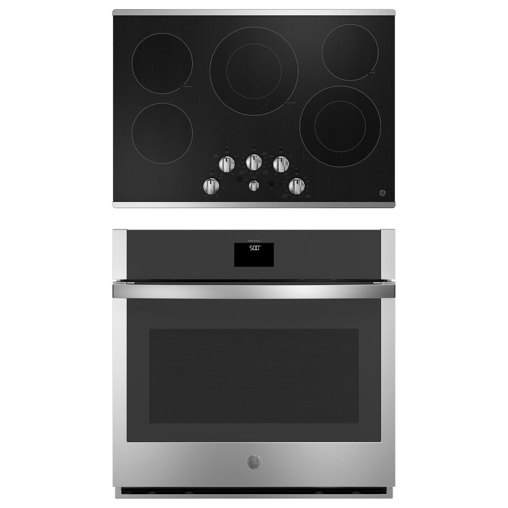 GE Appliances 2-Piece Kitchen Package with 30" Smart Built-In Convection Single Wall Oven and 30" Electric Cooktop in Stainless Steel, , large