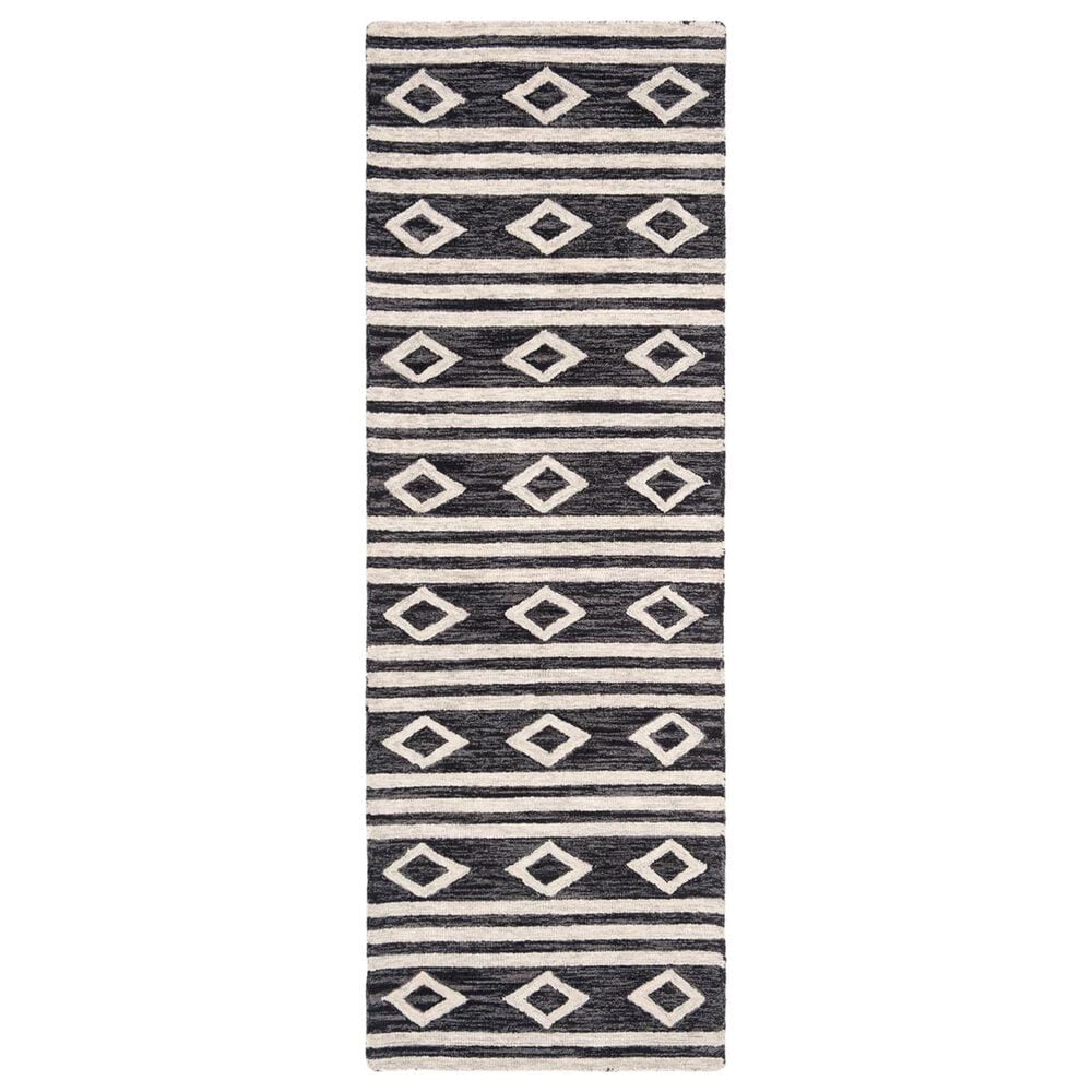 Safavieh Micro-Loop MLP153H 2"6" x 9" Charcoal and Ivory Runner, , large