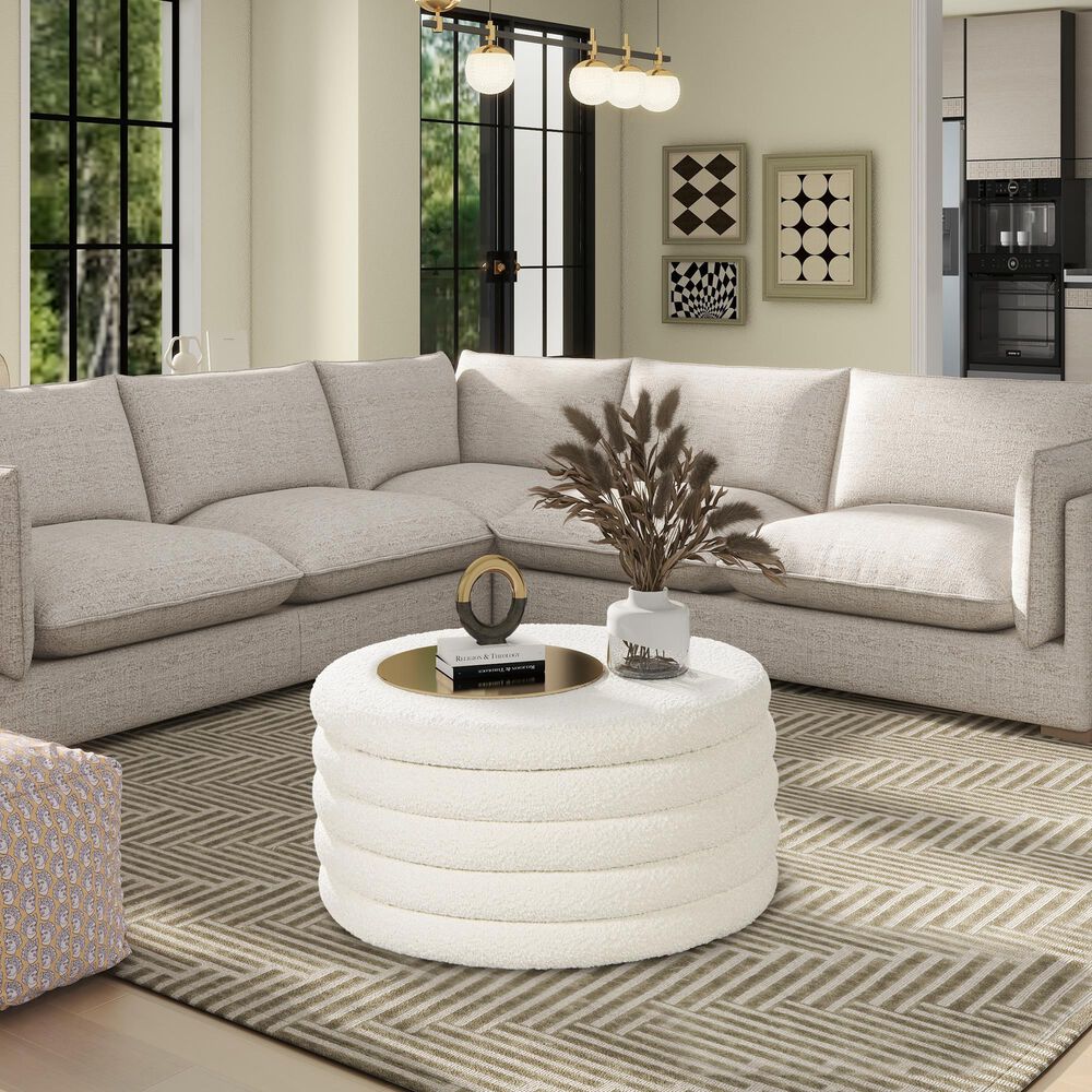 Jennifer Taylor Home Fuji Storage Ottoman in Ivory White, , large