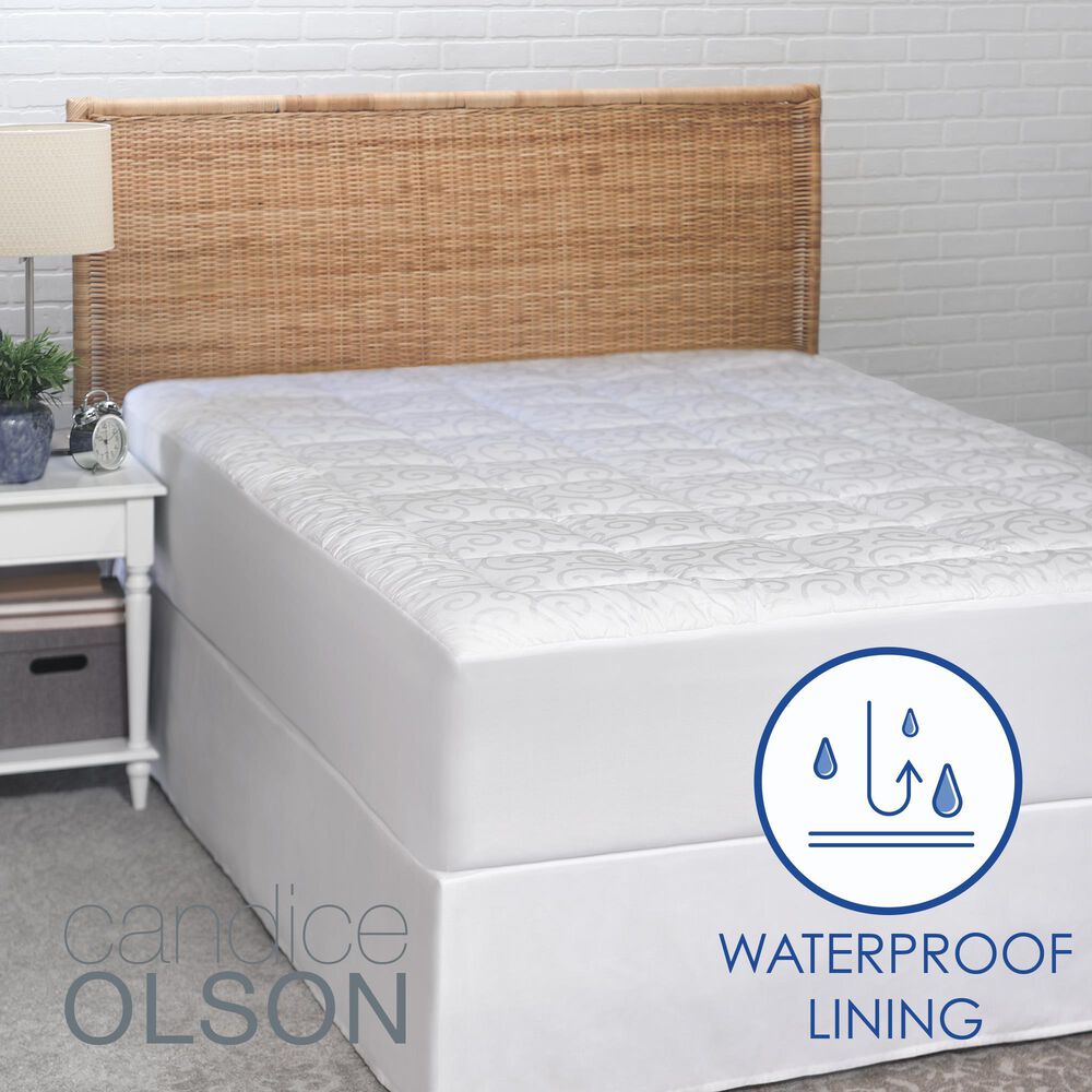 Allied Home Candace Olson Queen Waterproof Mattress Pad 300 Thread Count in White, , large