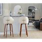 LumiSource Dahlia Swivel Bar Stool with Cream Faux Leather Upholstery in Walnut and Chrome (Set of 2), , large