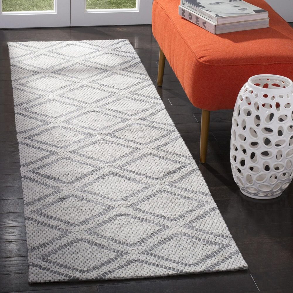 Safavieh Micro-Loop 2&#39;3&quot; x 7&#39; Silver and Dark Grey Runner, , large