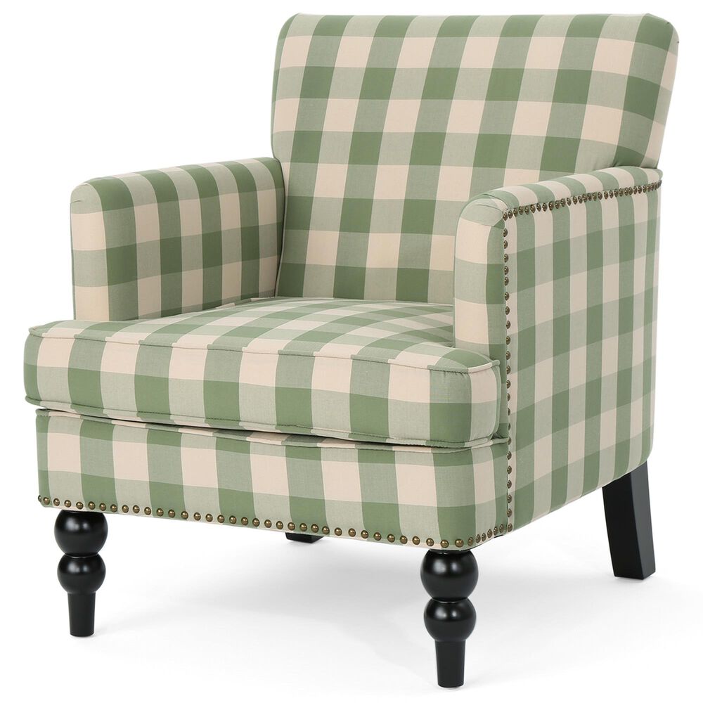 Noble House Harrison Club Chair in Green Checkerboard, , large