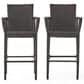 Hearth and Haven Littleton Outdoor Bar Stool in Brown (Set of 2), , large