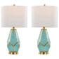 LumiSource Geo Rain Glass Table Lamp in Gold and Turquoise (Set of 2), , large