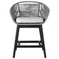 Armen Living Tutti Frutti Patio Counter Height Bar Stool with Light Gray Cushion in Black, , large