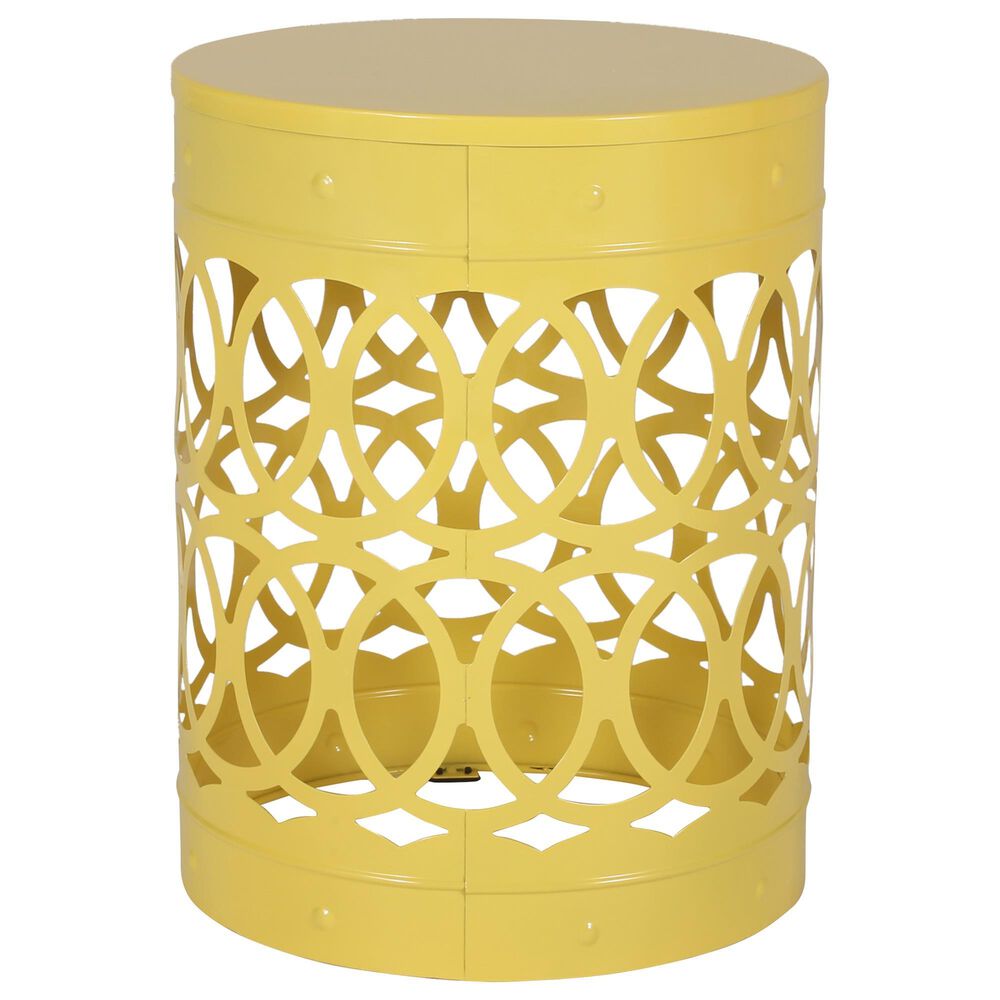 Hearth and Haven Outdoor Side Table with Overlapping Circle Design in Yellow, , large