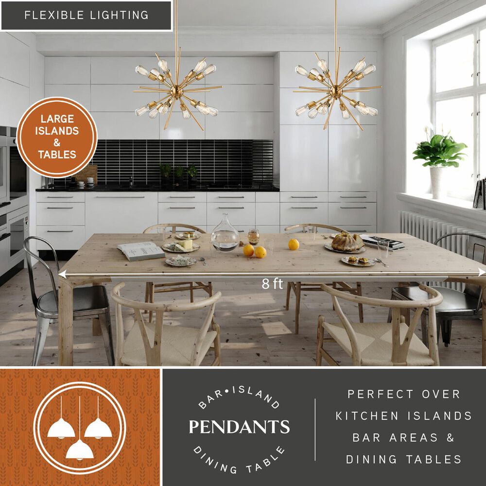 Vaxcel International Co. Ltd. Estelle 12-Light Pendant in Natural Brass, , large