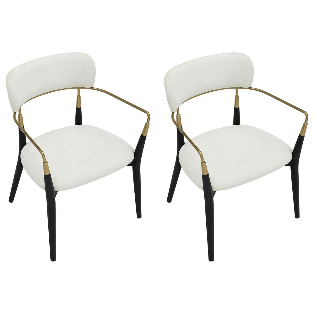 LumiSource Savannah Arm Chair with Cream Cushion in Black and Gold (Set of 2), , large