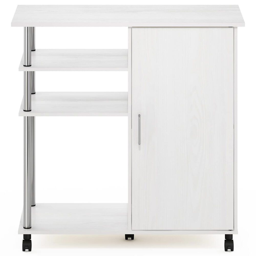 HOMLUX Helena 4-Tier Utility Kitchen Island and Storage Cart in White Oak and Chrome, , large