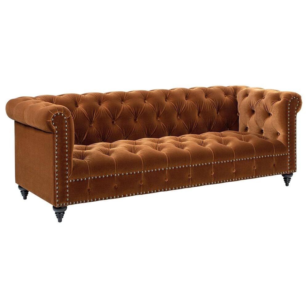 Jennifer Taylor Home Alto Stationary Sofa in Burnt Orange Velvet, , large