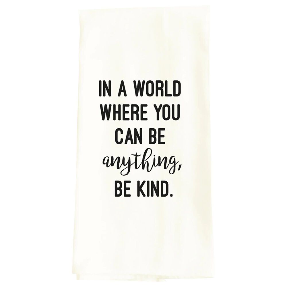 Wildwood In A World Where You Can Be Anything, Be Kind 30" x 30" Tea Towel in White, , large