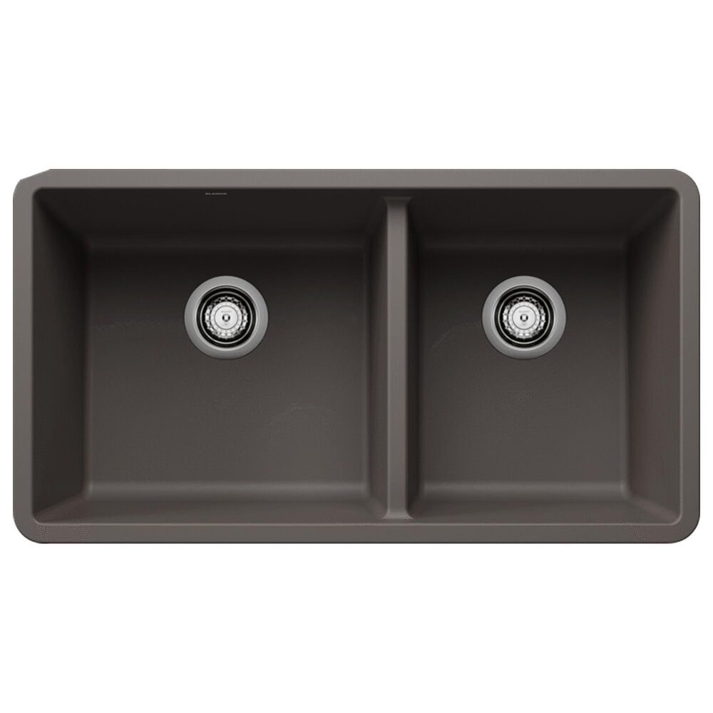 Blanco Precis 1-3/4 Double Bowl Kitchen Sink in Volcano Gray, , large