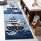 Safavieh Carousel Animals 2" x 8" Blue and Grey Kids Runner, , large