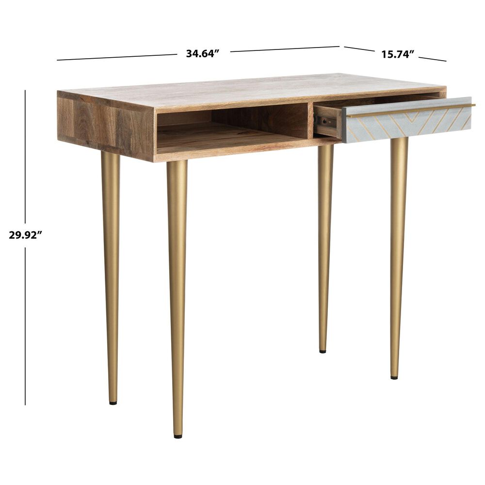 Safavieh Leni Desk in Natural/Brass, , large