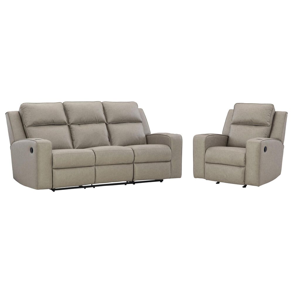 Ashley Lavenhorne Power Reclining Sofa and Recliner Set in Pebble, , large