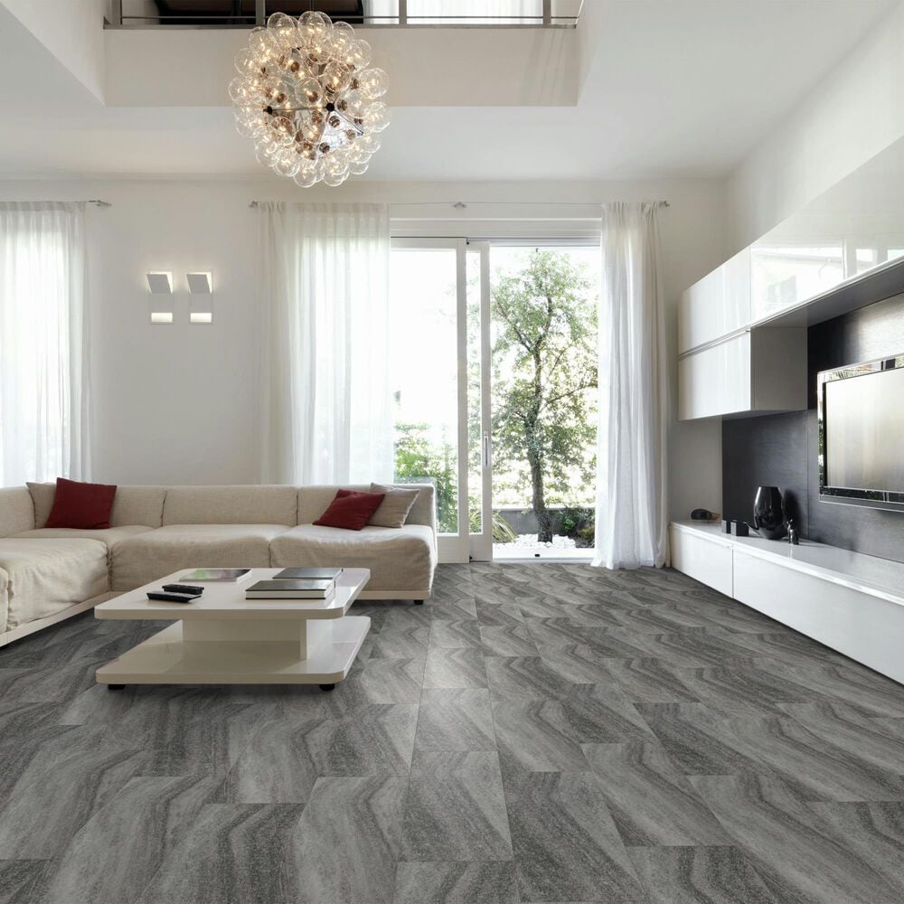 Fuzion SmartDrop Grey Granite 12&quot; x 24&quot; Luxury Vinyl Tile, , large
