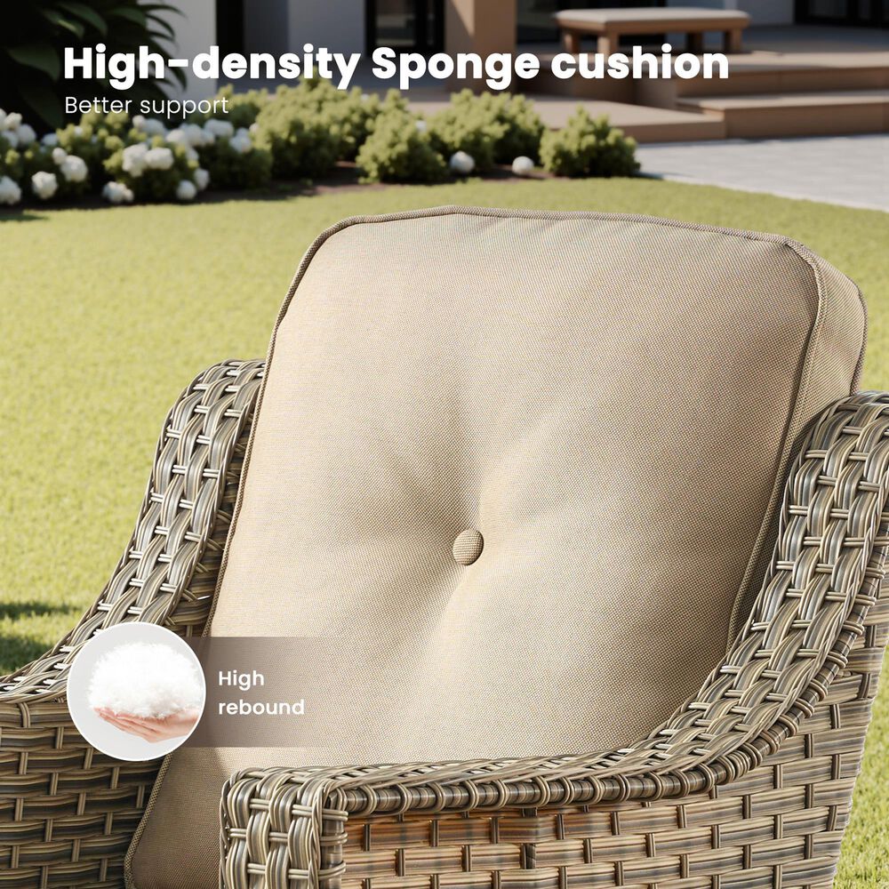 HOMLUX 5-Piece Outdoor Conversation Set with Solar Lighting Table in Beige, , large