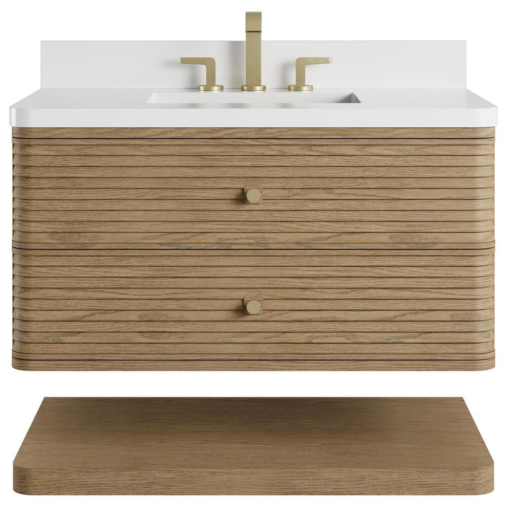 James Martin Allamari 36" Single Bathroom Vanity in Dune Mist with 3 cm Tajnar Eclos Top and Rectangular Sink, , large