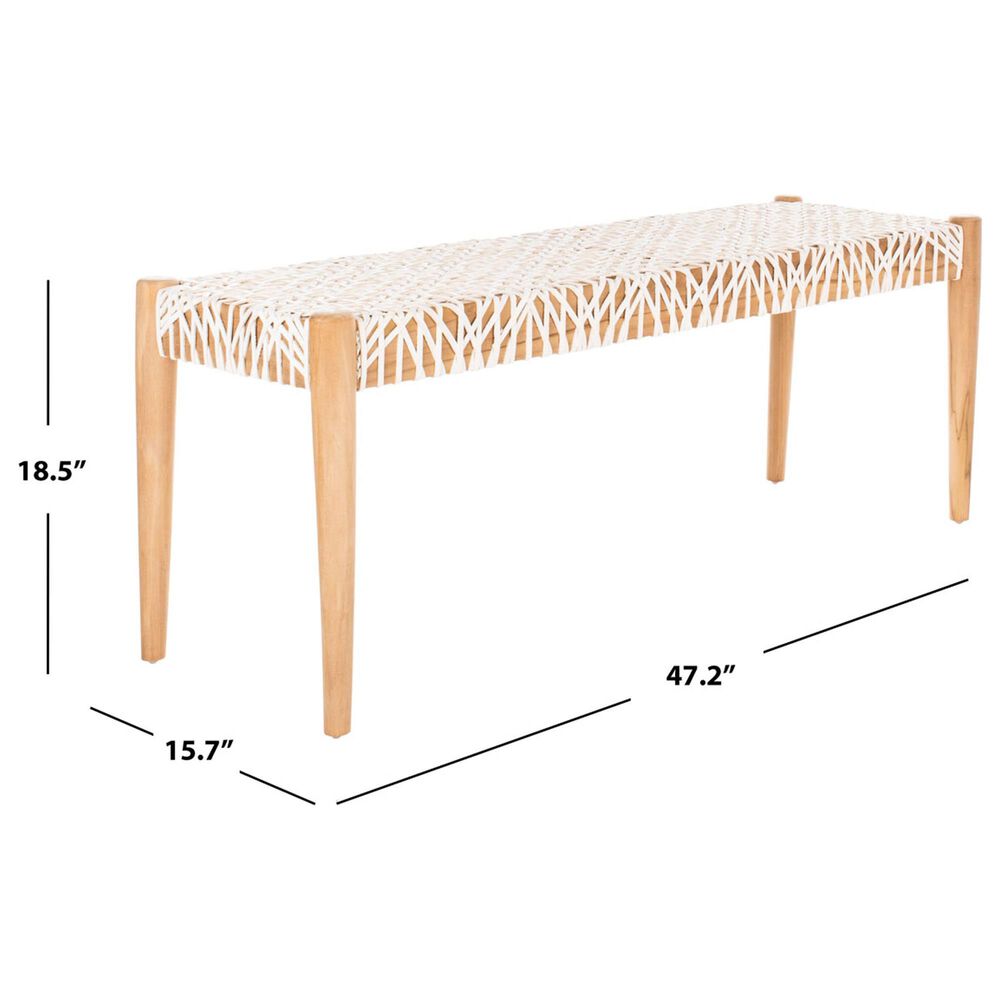 Safavieh Bandelier Bench with Off White Leather in Natural, , large