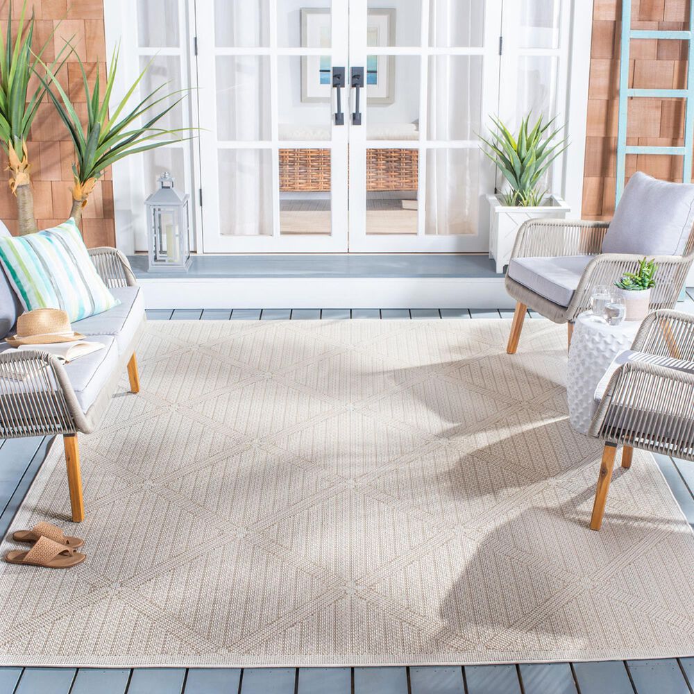 Safavieh Bermuda 8&#39; x 10&#39; Cream and Beige Indoor/Outdoor Area Performance Rug, , large