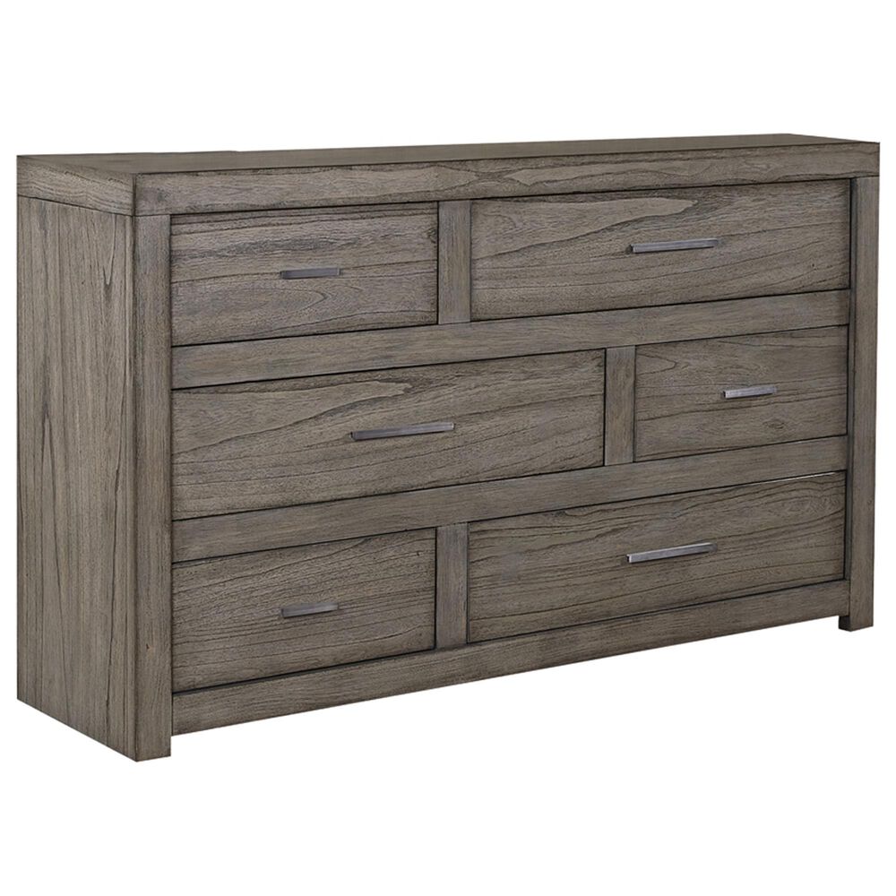 Riva Ridge Modern Loft 6 Drawer Dresser and Mirror in Greystone, , large