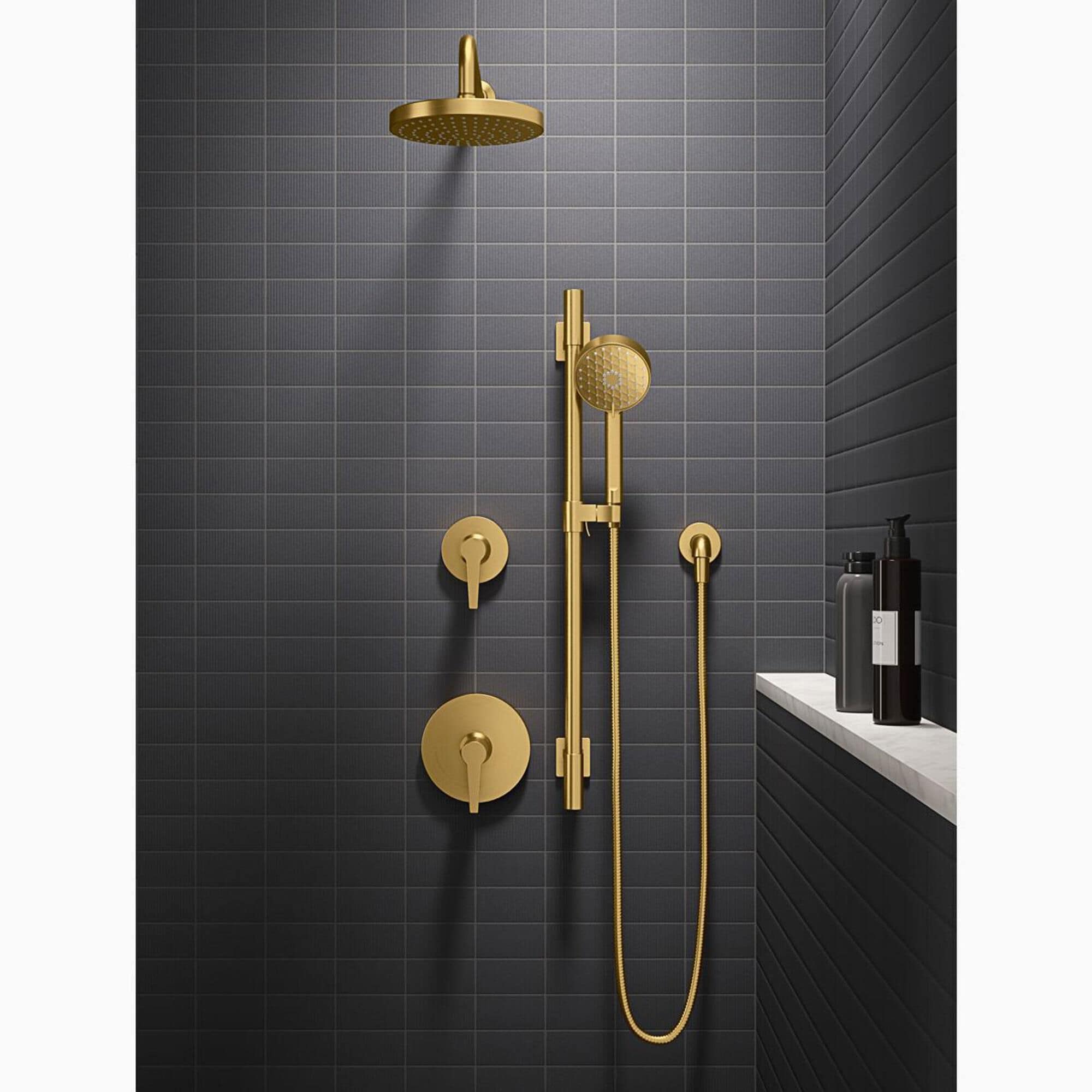 Kohler Awaken Showering Kit in Vibrant Brushed Moderne Brass