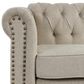Morden Fort Chesterfield 2-Piece Stationary Linen Chair and Sofa Set in Beige, , large