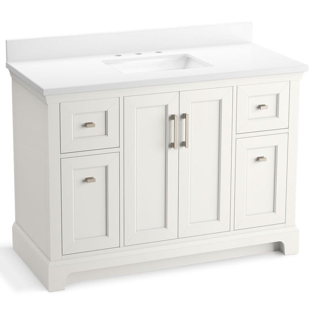 Kohler Charlemont 48" Single Bathroom Vanity in White with 3 cm White Quartz Top and Rectangular Sink, , large