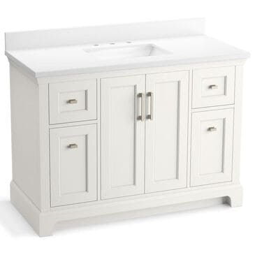 Kohler Charlemont 48" Single Bathroom Vanity in White with 3 cm White Quartz Top and Rectangular Sink, , large