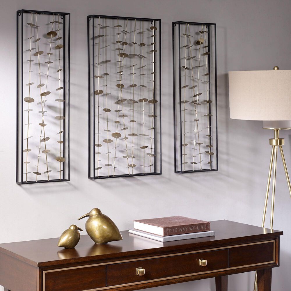 Hampton Park Clement 3-Piece Wall Art Set in Gold, , large