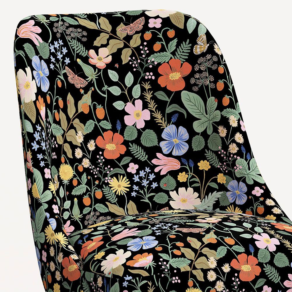 Rifle Paper Co Crafted by Cloth and Company Oxford Office Chair in Strawberry Fields Black, , large