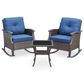 Sunwell Garden 3-Piece Patio Chat Set with Two Rocking Chair in Navy, , large