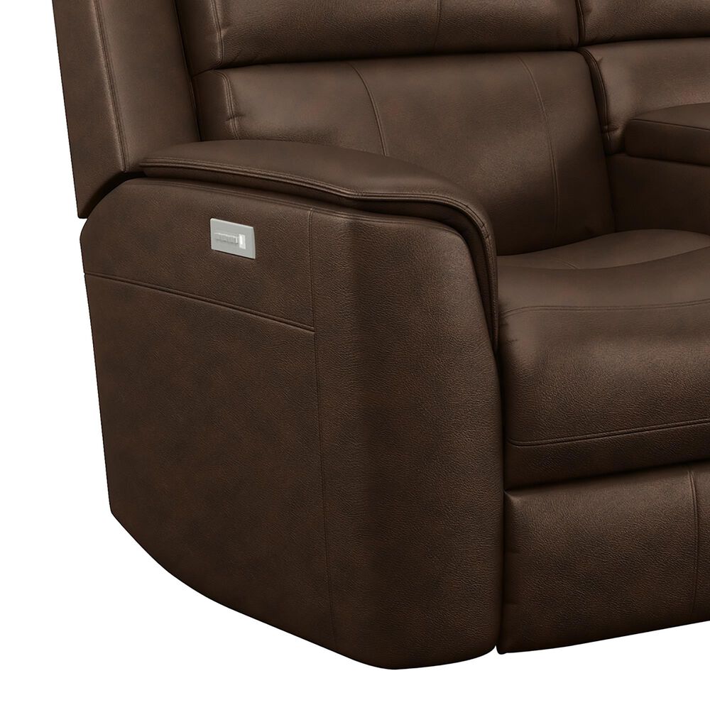 Flexsteel Henry Power Reclining Loveseat with Console and Power Headrest and Lumbar in Hickory, , large