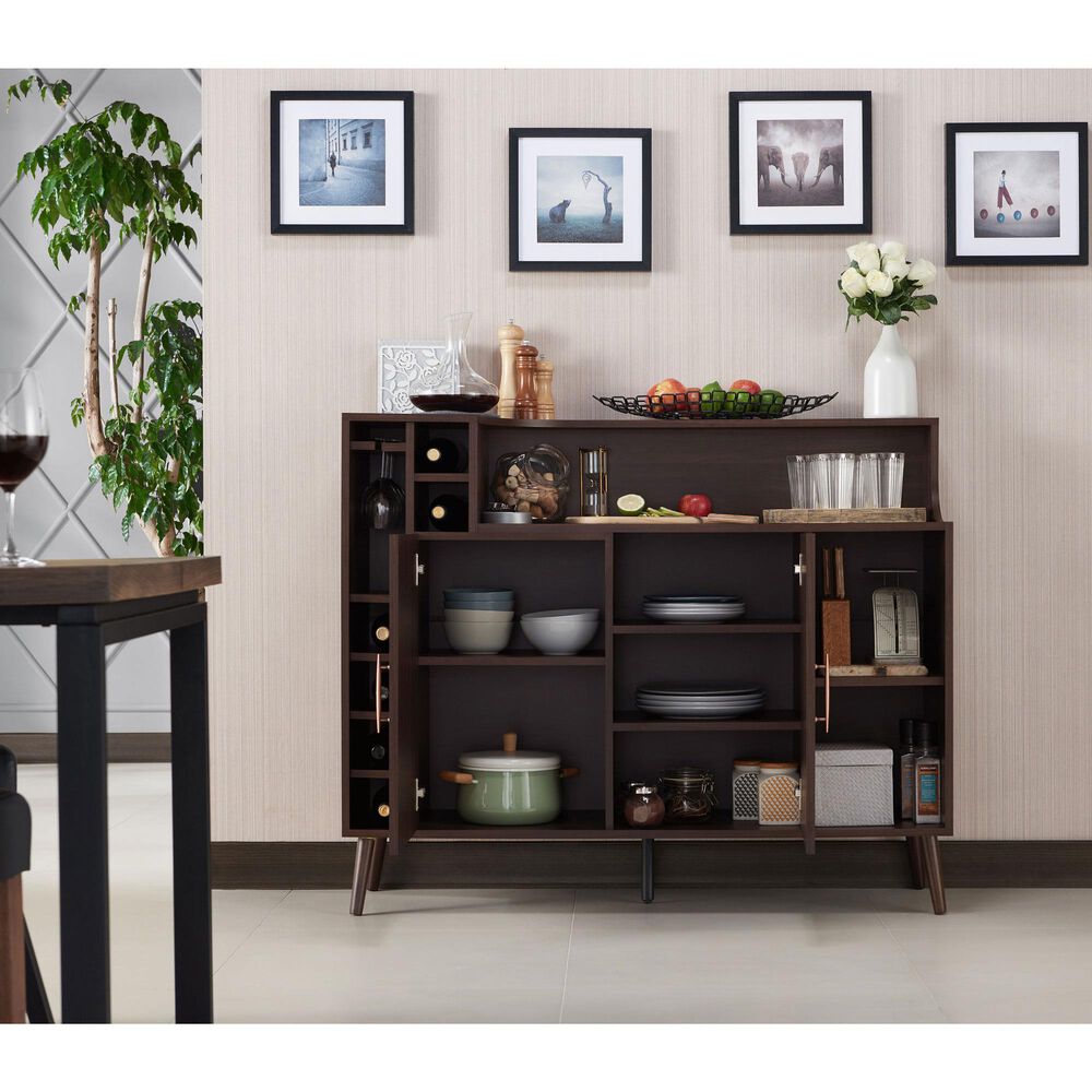 Furniture of America Young Wine Rack Buffet in Wenge, , large
