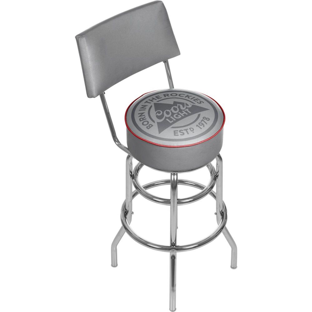 Timberlake Coors Light Swivel Bar Stool with Back in Chrome, , large