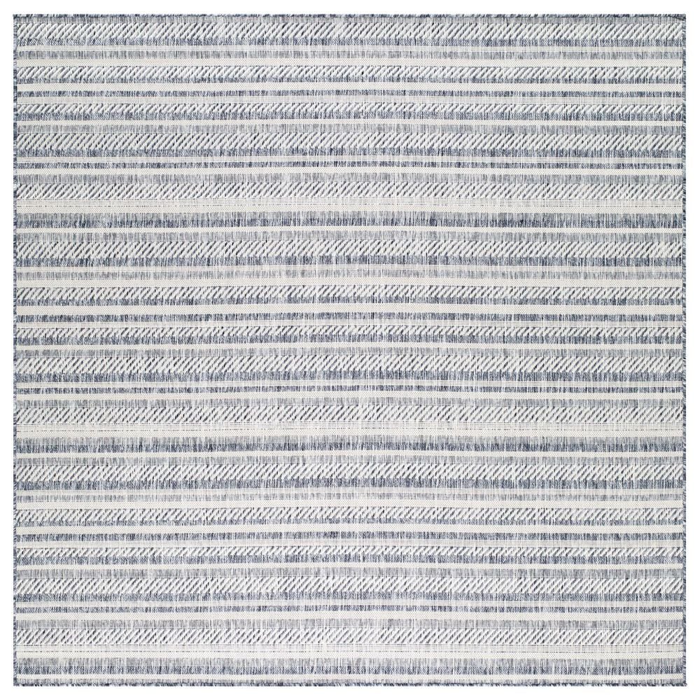 Surya Eagean EAG-2407 Navy, Blue, Pale Blue, Oatmeal, Gray, Off-White and Taupe 6&#39;7&quot; Square Indoor/Outdoor Area Rug, , large